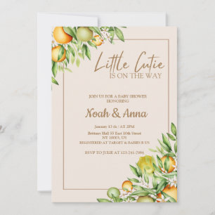 elegant little cutie is on the way baby shower invitation