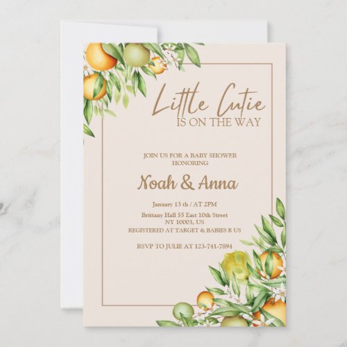  elegant little cutie is on the way baby shower  invitation