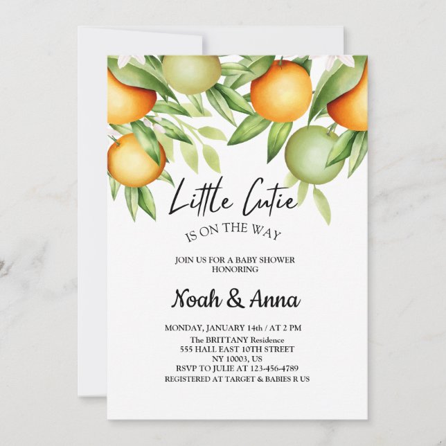  elegant little cutie is on the way baby shower  invitation (Front)