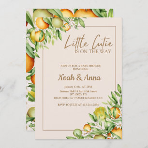 elegant little cutie is on the way baby shower invitation
