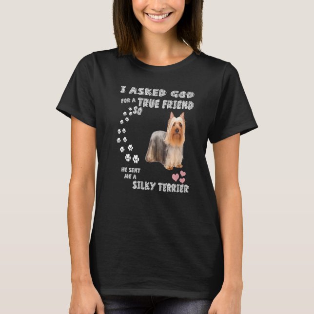 Elegant Little Dog Mom Dad Cute Australian Silky T T-Shirt (Front)