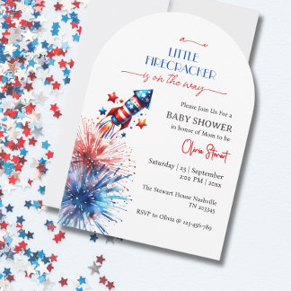 Elegant Little firecracker 4th July Baby Shower Invitation