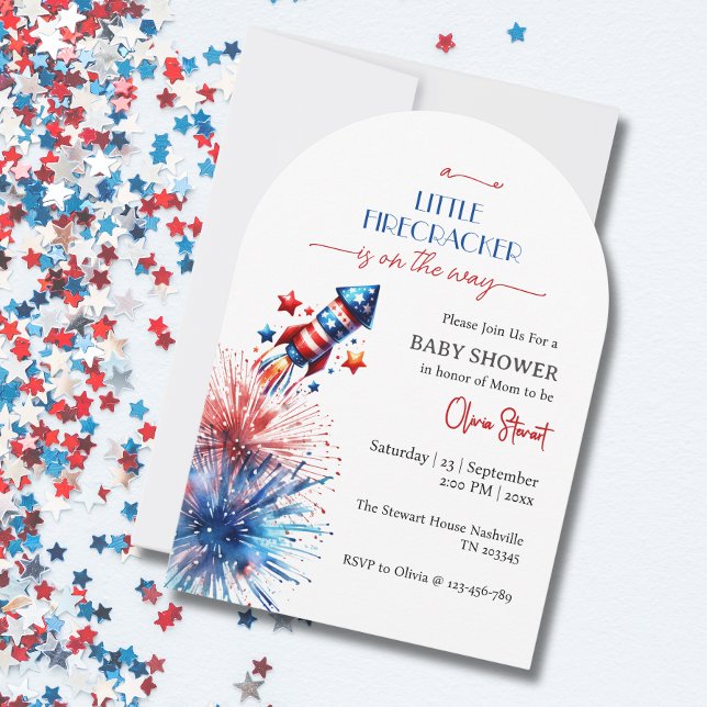 Elegant Little firecracker 4th July Baby Shower Invitation (Creator Uploaded)