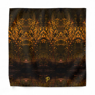 Elegant Little Gold Leaves Monogrammed Bandana
