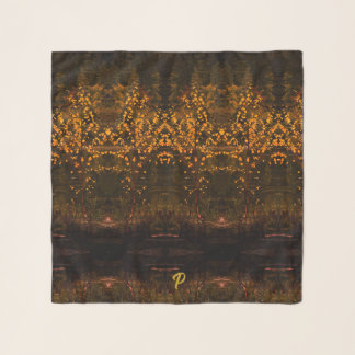 Elegant Little Gold Leaves Monogrammed Scarf