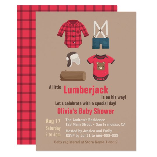 Elegant Little Lumberjack Baby Shower Invitations | Zazzle.com