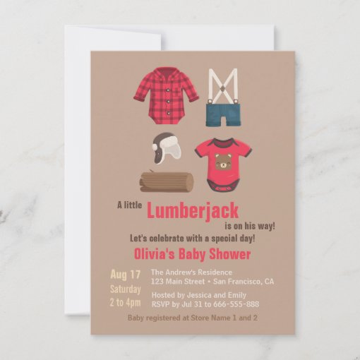 Elegant Little Lumberjack Baby Shower Invitations Zazzle