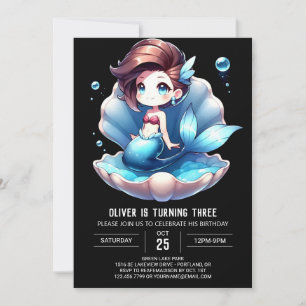 Elegant Little Mermaid Birthday Invitation
