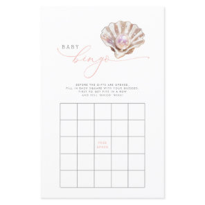 Elegant Little Pearl Baby Shower Bingo Game Card