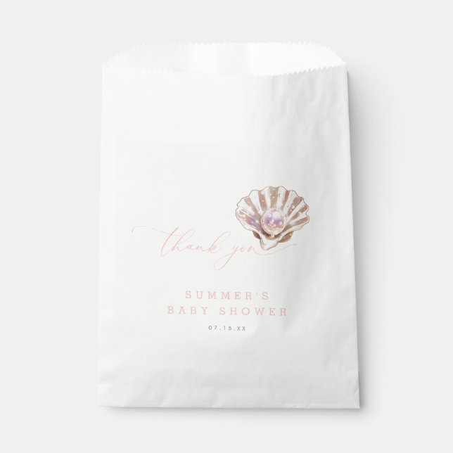 Elegant Little Pearl Baby Shower Thank You Favor Bag (Front)