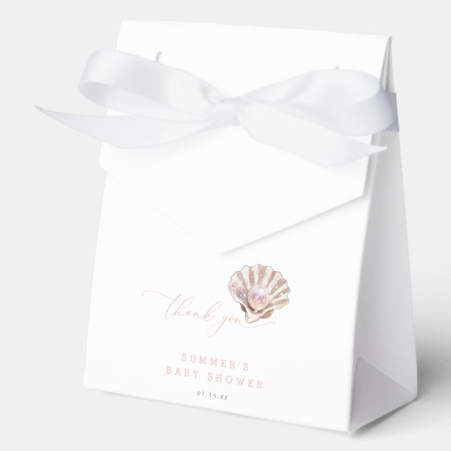 Elegant Little Pearl Baby Shower Thank You Favor Boxes (Front)