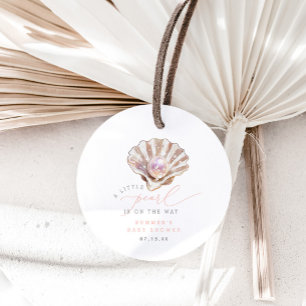 Elegant Little Pearl Is On The Way Baby Shower Favor Tags