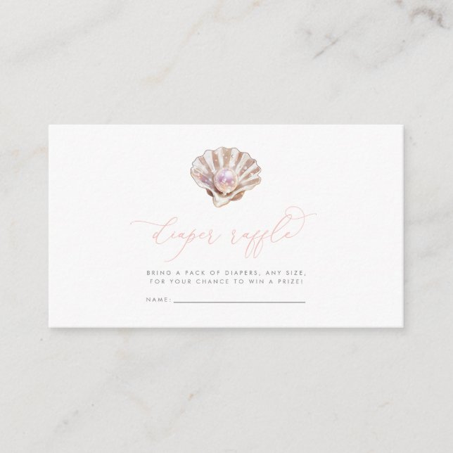 Elegant Little Pearl Under The Sea Diaper Raffle Enclosure Card (Front)