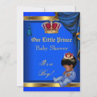 Elegant Little Prince Baby Shower Boy Blue 2 Invitation