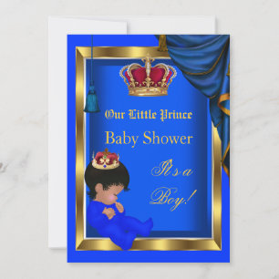 Elegant Little Prince Baby Shower Boy Blue 2 Invitation