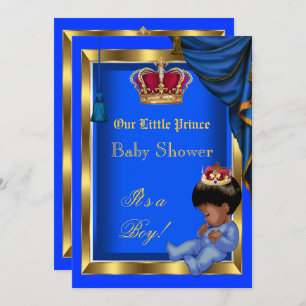 Elegant Little Prince Baby Shower Boy Blue Invitation