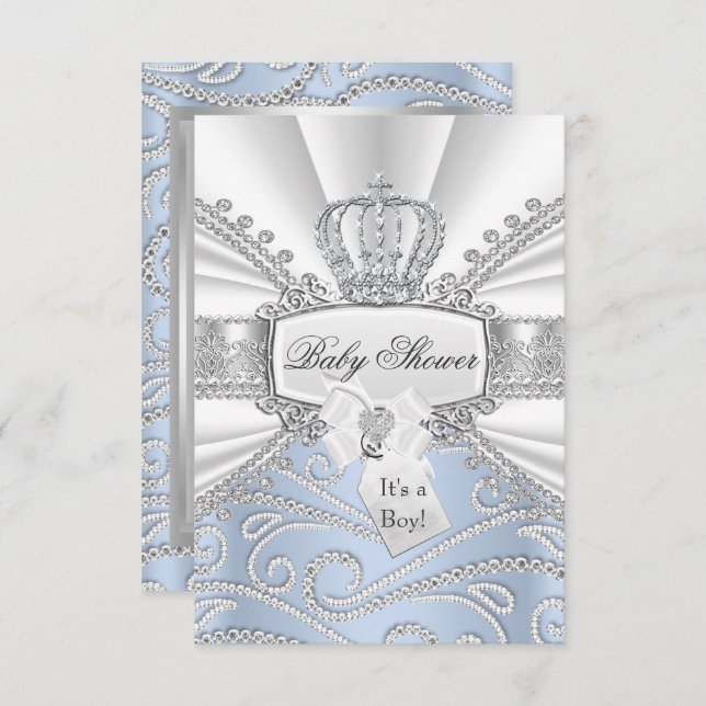 Elegant Little Prince Diamond Baby Shower Invite (Front/Back)