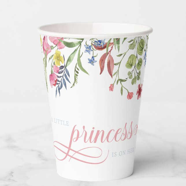 Elegant Little Princess Bear Royal Baby Shower Paper Cups (Left)