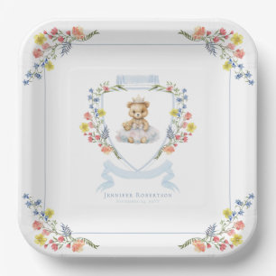Elegant Little Princess Bear Royal Baby Shower Paper Plates