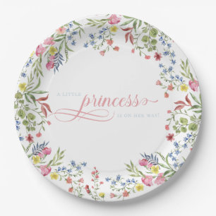 Elegant Little Princess Bear Royal Baby Shower Paper Plates