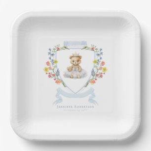 Elegant Little Princess Bear Royal Baby Shower Paper Plates