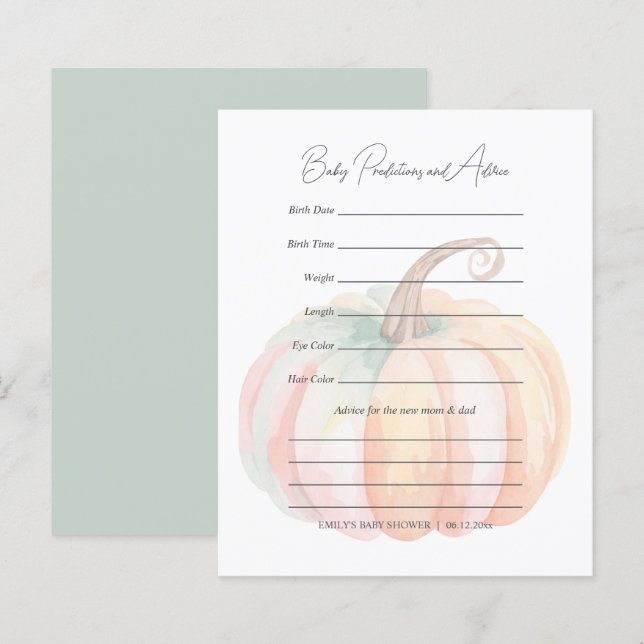 Elegant Little Pumpkin Baby Shower Guessing Game (Front/Back)
