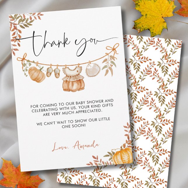 Elegant Little Pumpkin Baby Shower Thank You Card (Creator Uploaded)