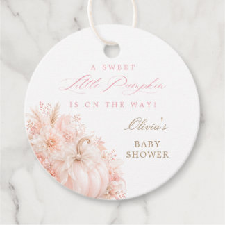 Elegant Little Pumpkin Bow Baby Shower Favor Tags