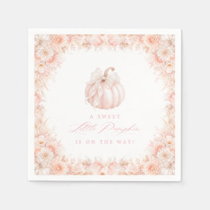 Elegant Little Pumpkin Bow Baby Shower Napkins