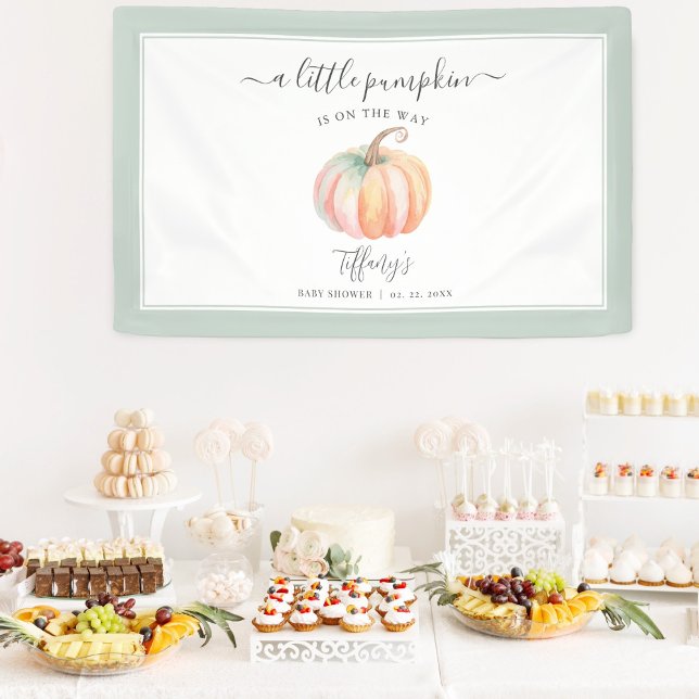 Elegant Little Pumpkin is On The Way Baby Shower Banner (Creator Uploaded)