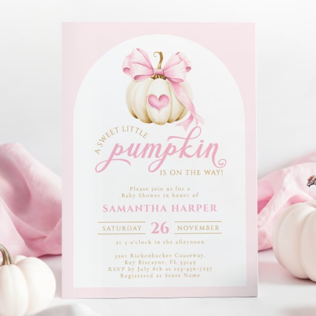 Elegant Little Pumpkin Pink Baby Shower Invitation (Creator Uploaded)