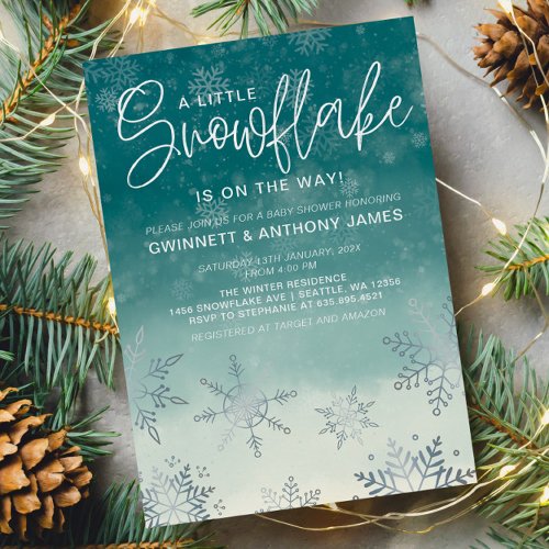 Elegant Little Snowflake Baby Shower  Invitation