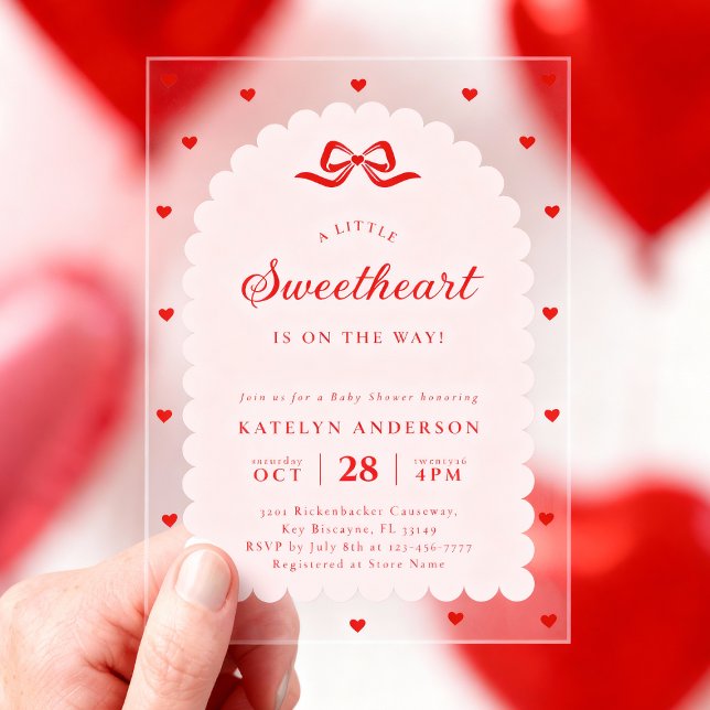 Elegant Little Sweetheart Baby Shower Acrylic Invitations (Creator Uploaded)
