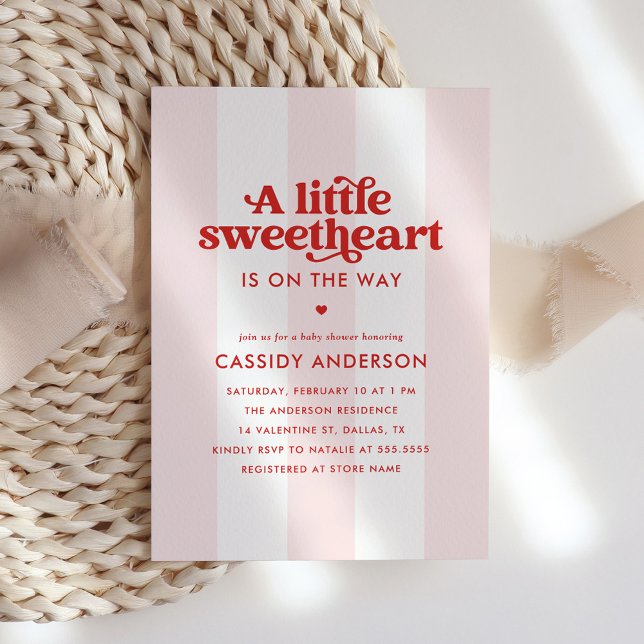 Elegant Little Sweetheart Valentine Baby Shower Invitation (Creator Uploaded)