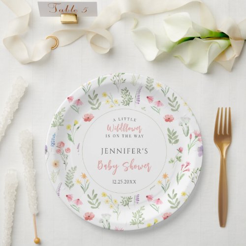 Elegant Little wildflower boho baby girl shower Paper Plates