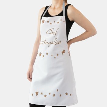 Elegant Lively Gold Stars Template Aprons by Cherylsart at Zazzle
