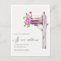 Elegant Lively Pink Floral Mailbox I have Moved