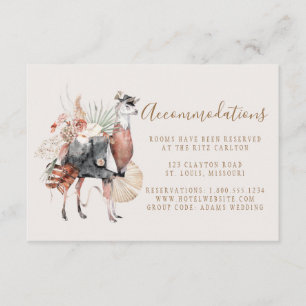 Elegant Llama Groom Wedding Accommodations Enclosure Card