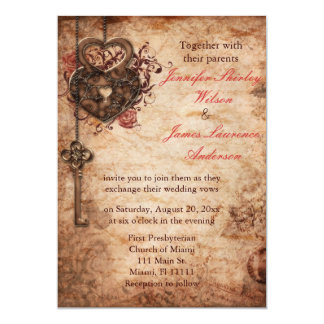 Elegant Lock and Key Wedding Invitation