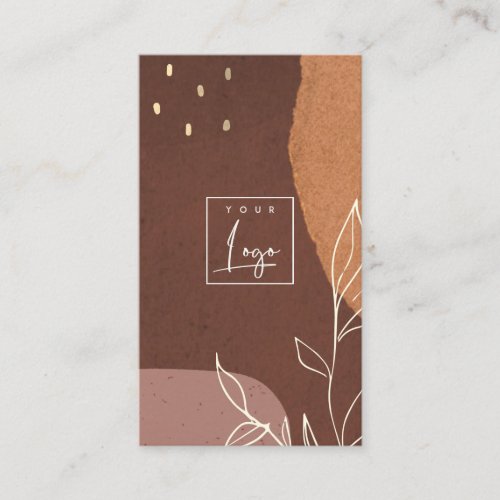 Elegant Logo Abstract Brown Orange Leafy Foliage Business Card