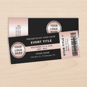 Elegant Logo Barcode Black Rose Gold Event Raffle Tickets