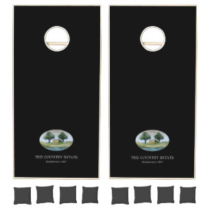 Elegant Logo Black Custom Cornhole Set