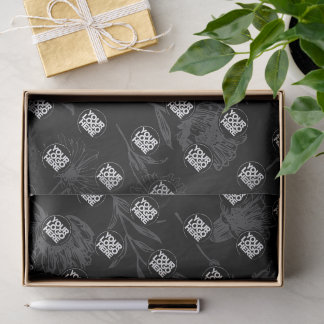 Elegant logo black floral chic business pattern tissue paper