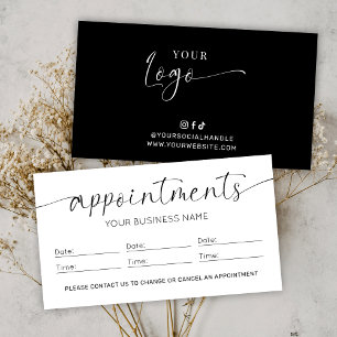 Elegant Logo Black & White Hair Stylist Salon Appointment Card