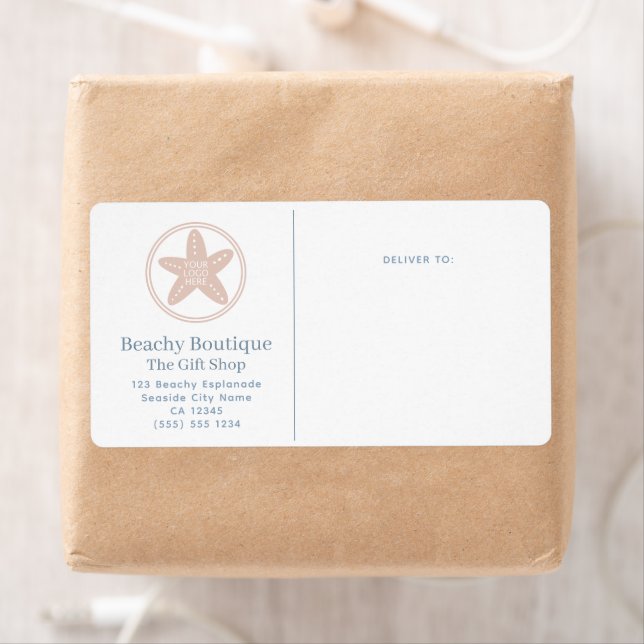 Elegant Logo Coastal Boutique Business Shipping Label (Insitu)