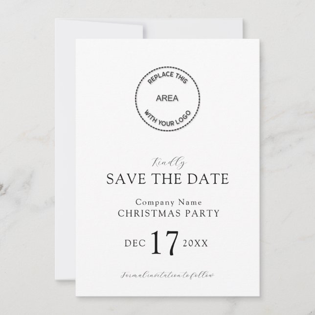 Elegant Logo Company Christmas Party Save the Date Invitation (Front)
