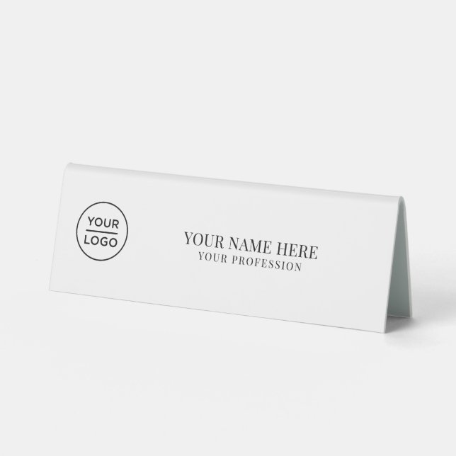 Elegant Logo Employee Name, Profession Table Tent (Front)