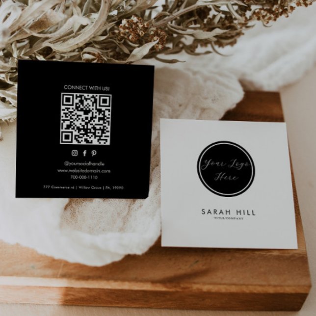 Elegant Logo Formal QR Code Square Business Card (Creator Uploaded)