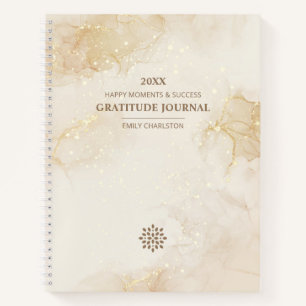 Elegant Logo Gold Beige Watercolor Gratitude Notebook