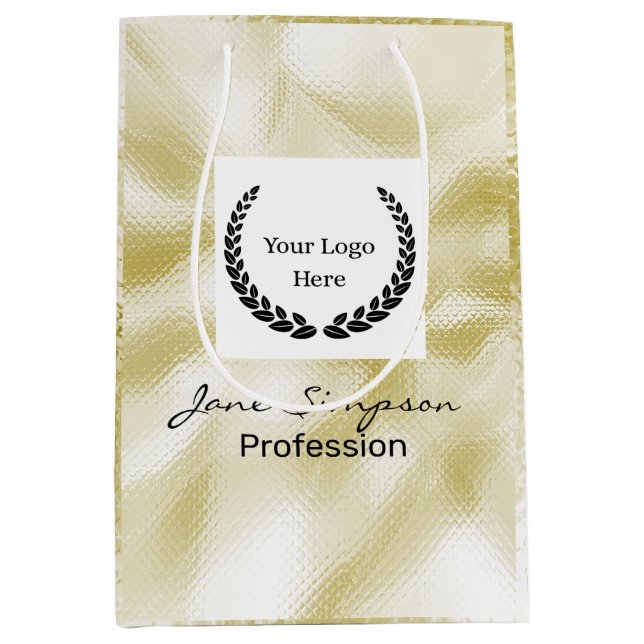 Elegant Logo Gold Texture Medium Gift Bag (Front)